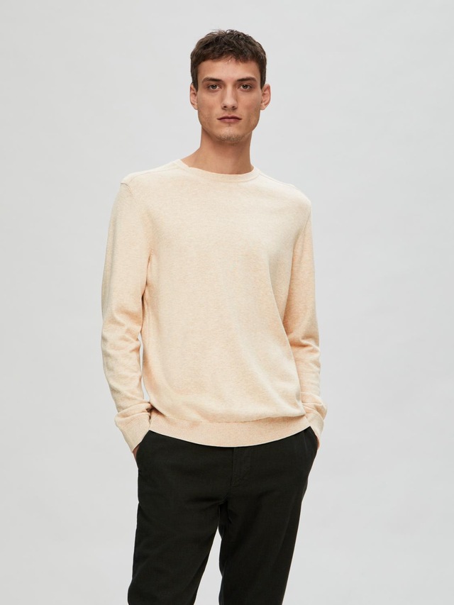 SELECTED Rundhalspullover »SLHBERG CREW NECK NOOS« Baumwolle, regular fit
