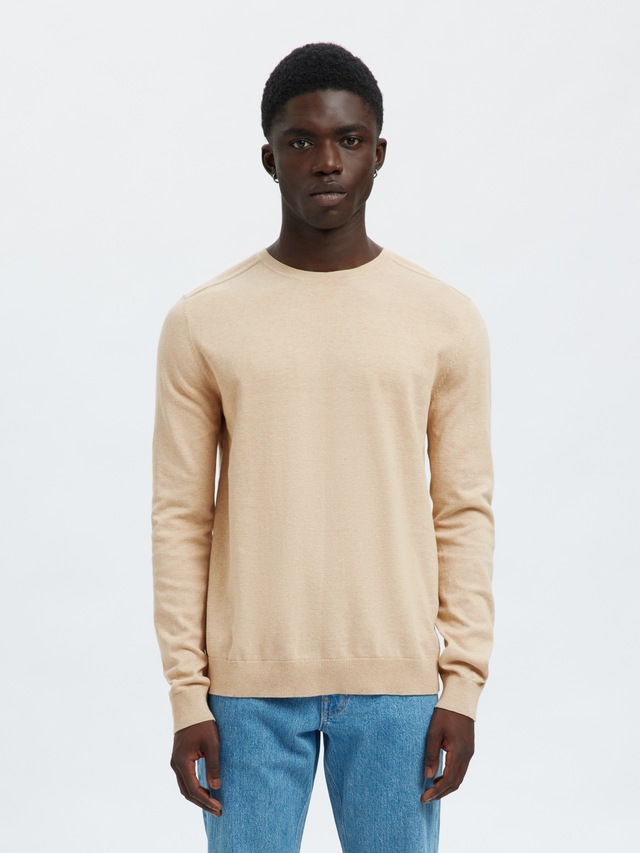 SELECTED Rundhalspullover »SLHBERG CREW NECK NOOS« Baumwolle, regular fit