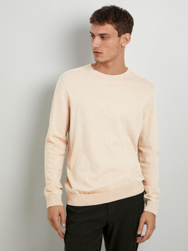 SELECTED Rundhalspullover »SLHBERG CREW NECK NOOS« Baumwolle, regular fit