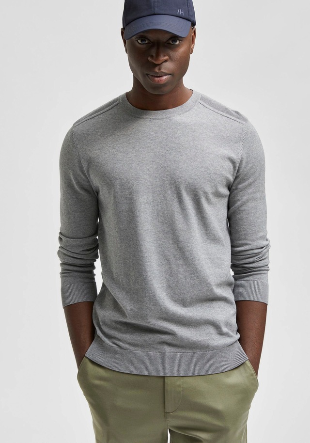 SELECTED Rundhalspullover »SLHBERG CREW NECK NOOS« Baumwolle, regular fit