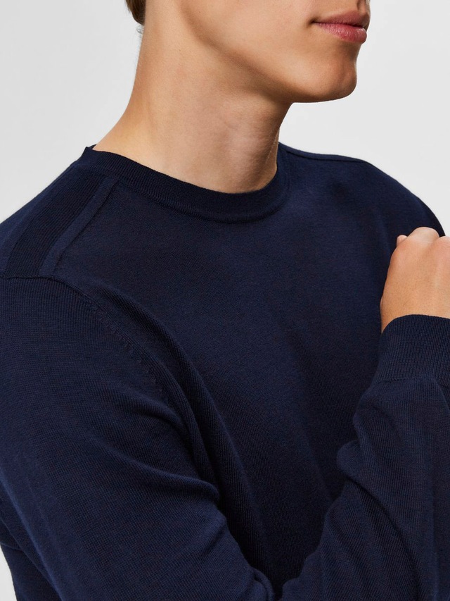 SELECTED Rundhalspullover »SLHBERG CREW NECK NOOS« Baumwolle, regular fit