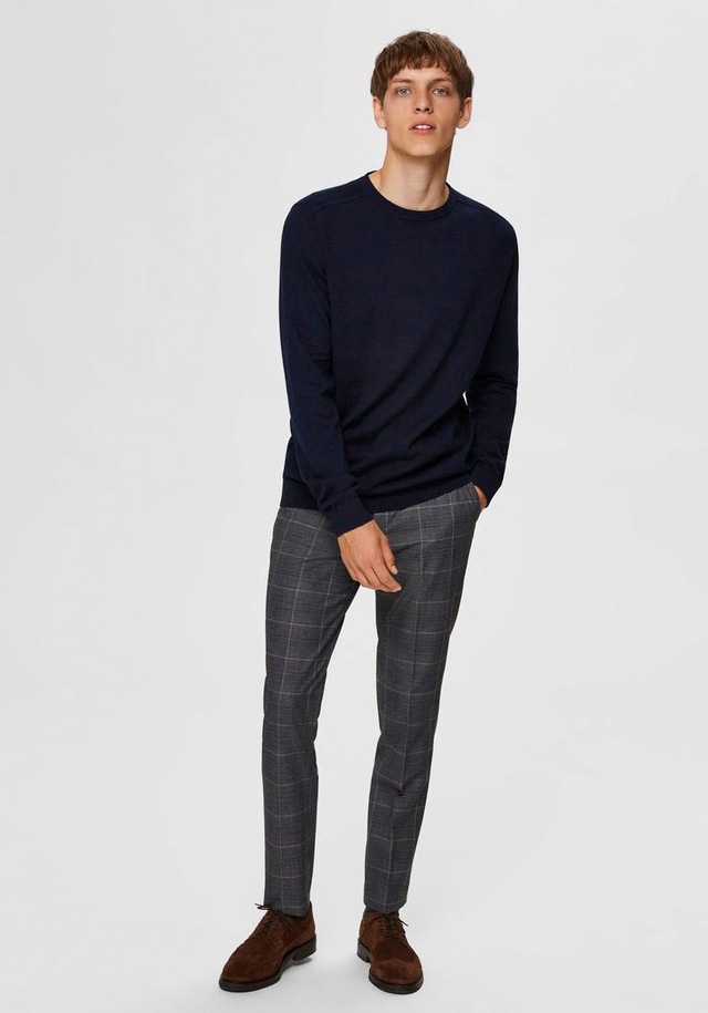SELECTED Rundhalspullover »SLHBERG CREW NECK NOOS« Baumwolle, regular fit