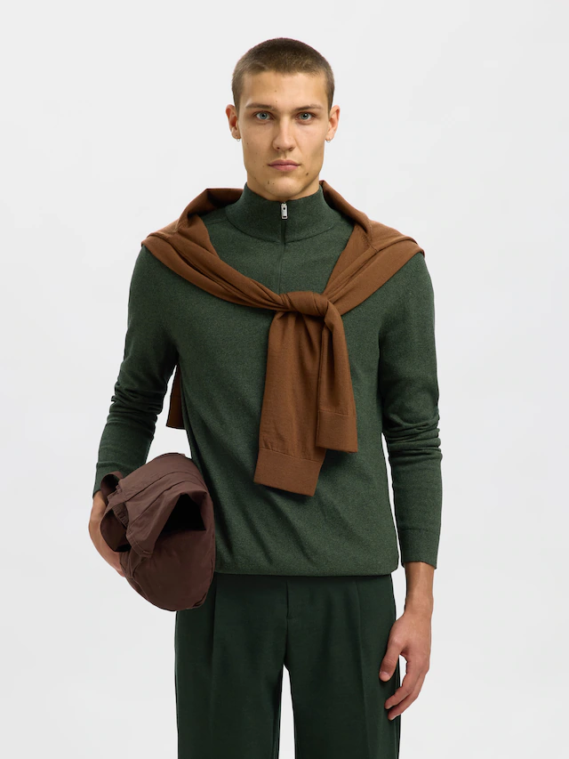 SELECTED Troyer »SLHBERG HALF ZIP CARDIGAN NOOS« Baumwolle, regular fit