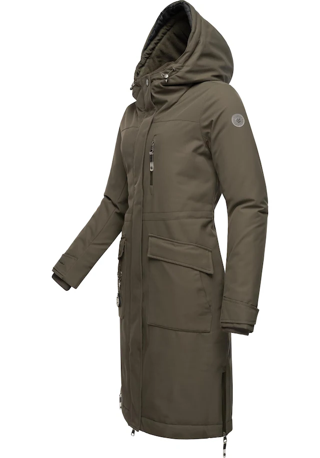 Ragwear Wintermantel »Refutura Remake« Langer wasserdichter Mantel mit Kapuze