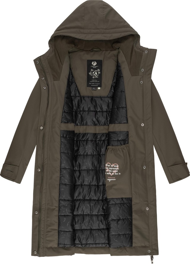 Ragwear Wintermantel »Refutura Remake« Langer wasserdichter Mantel mit Kapuze