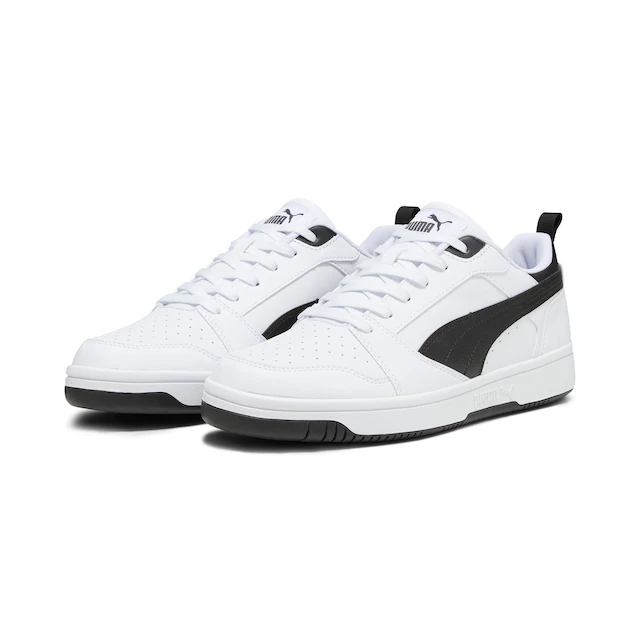 PUMA Sneaker »REBOUND V6 LOW« niedrig geschnitten, mit Schnürverschluss, aus getrommeltem Leder