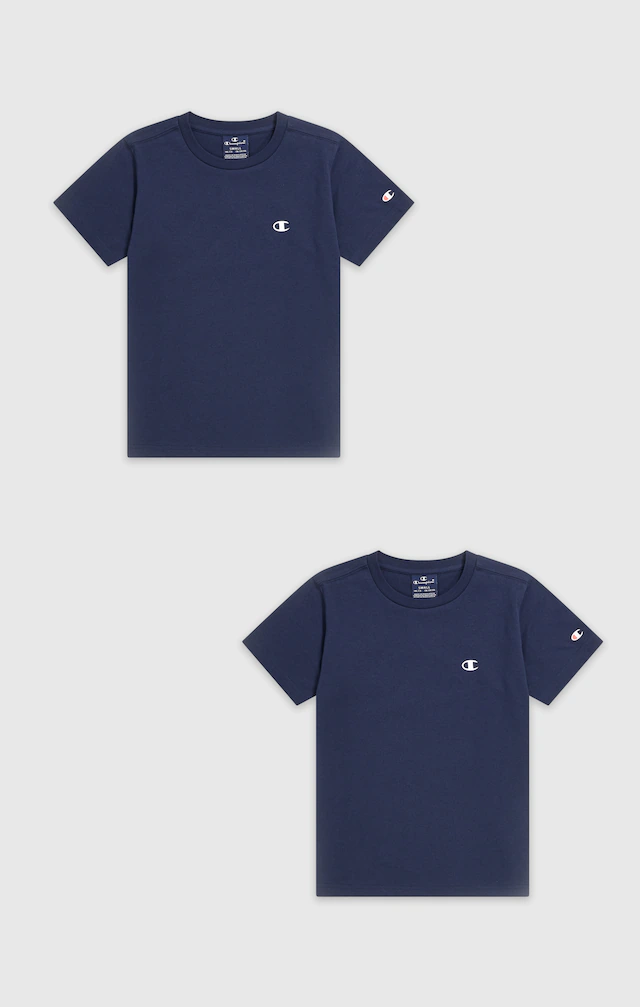 Champion T-Shirt Packung, 2 Stk. 2er-Pack, Kurzarm, mit Rundhalsausschnitt, aus Baumwolle