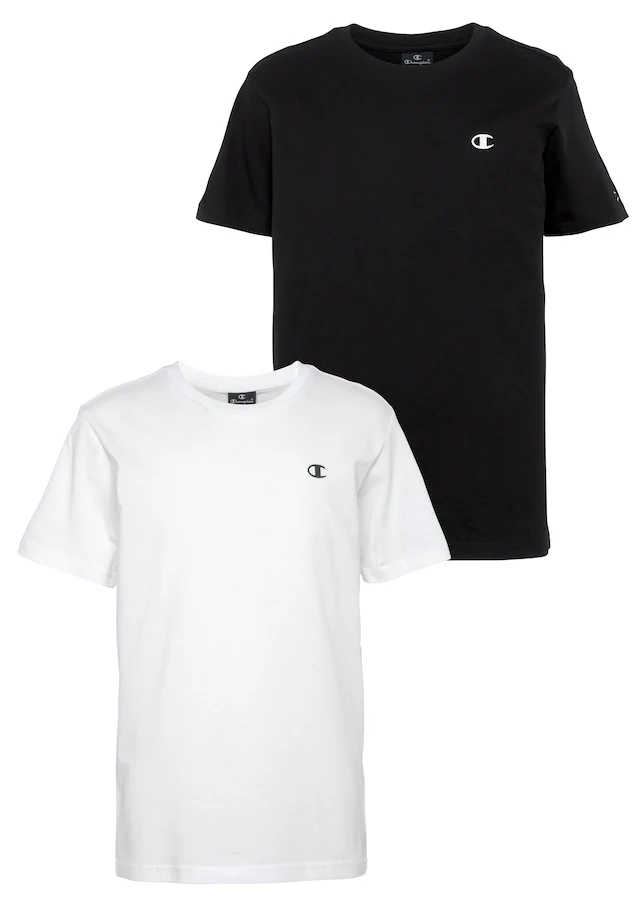 Champion T-Shirt Packung, 2 Stk. 2er-Pack, Kurzarm, mit Rundhalsausschnitt, aus Baumwolle