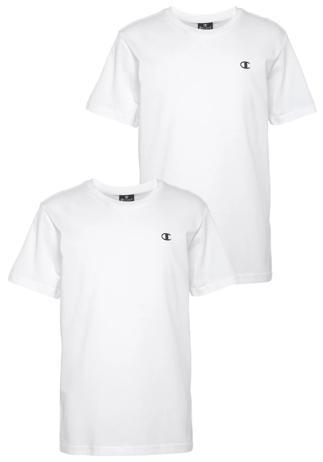 Champion T-Shirt Packung, 2 Stk. 2er-Pack, Kurzarm, mit Rundhalsausschnitt, aus Baumwolle