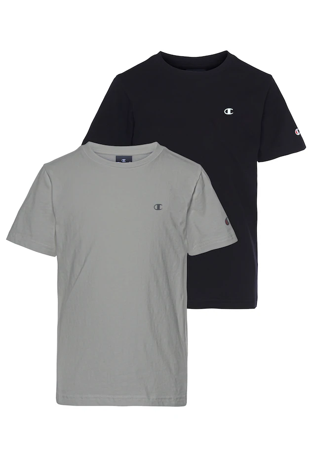 Champion T-Shirt Packung, 2 Stk. 2er-Pack, Kurzarm, mit Rundhalsausschnitt, aus Baumwolle