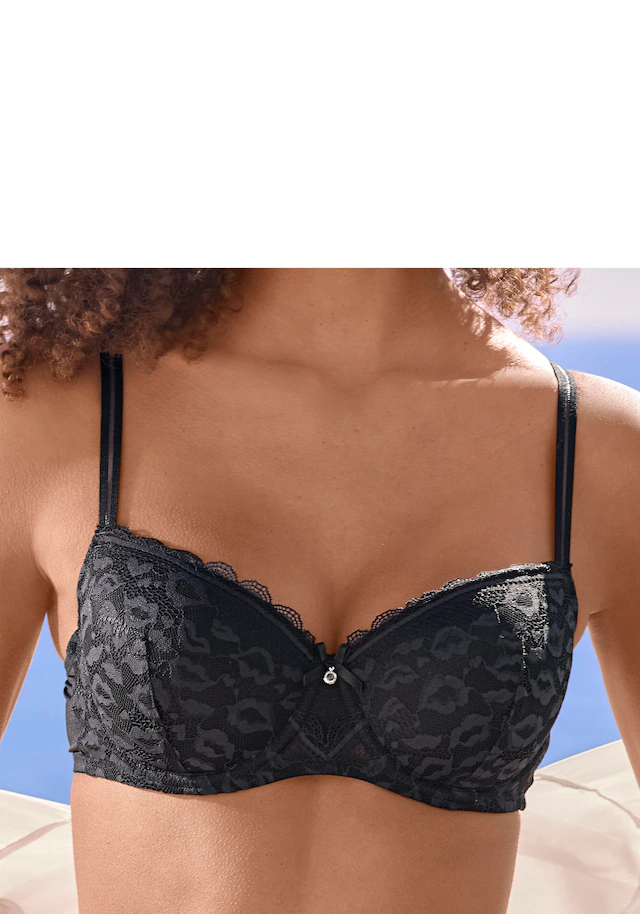 Vivance Schalen-BH aus Spitze in Leo-Optik im modischen Balconnet-Schnitt, Dessous