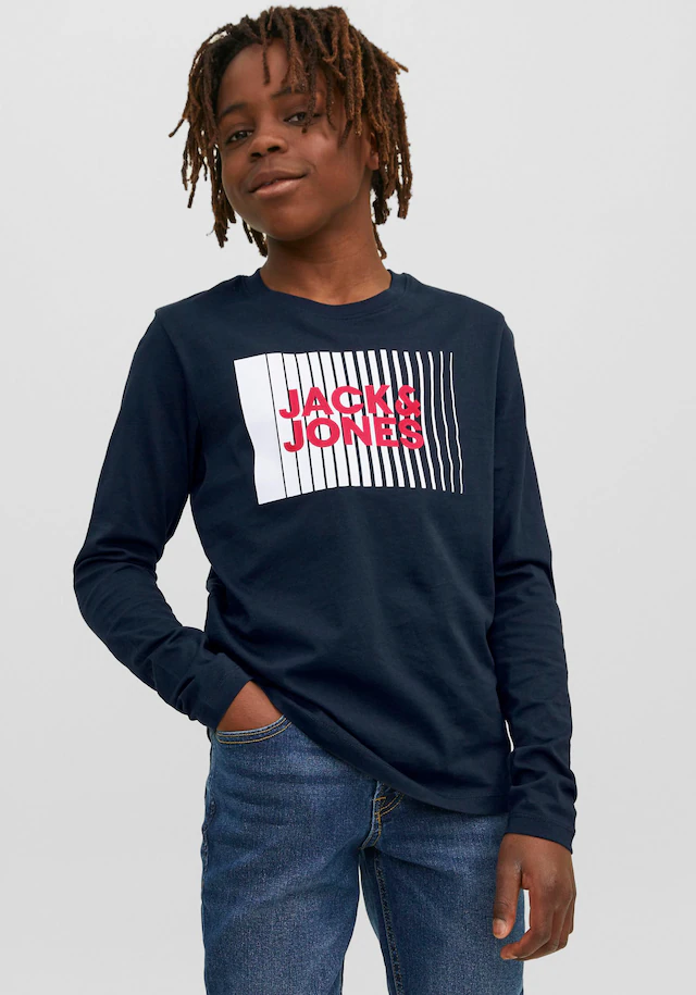 Jack & Jones Junior Langarmshirt »JJECORP stylisch, bequem, atmungsaktiv, pflegeleicht« bedruckt, casual, regular fit, Rundhals