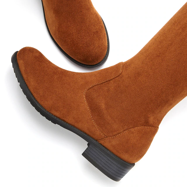 LASCANA Overkneestiefel »Stiefel, Langschaftstiefel,« mit elastischem Weitschaft und raffiniertem Flechtdetail