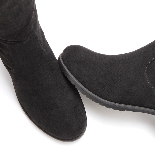 LASCANA Overkneestiefel »Stiefel, Langschaftstiefel,« mit elastischem Weitschaft und raffiniertem Flechtdetail