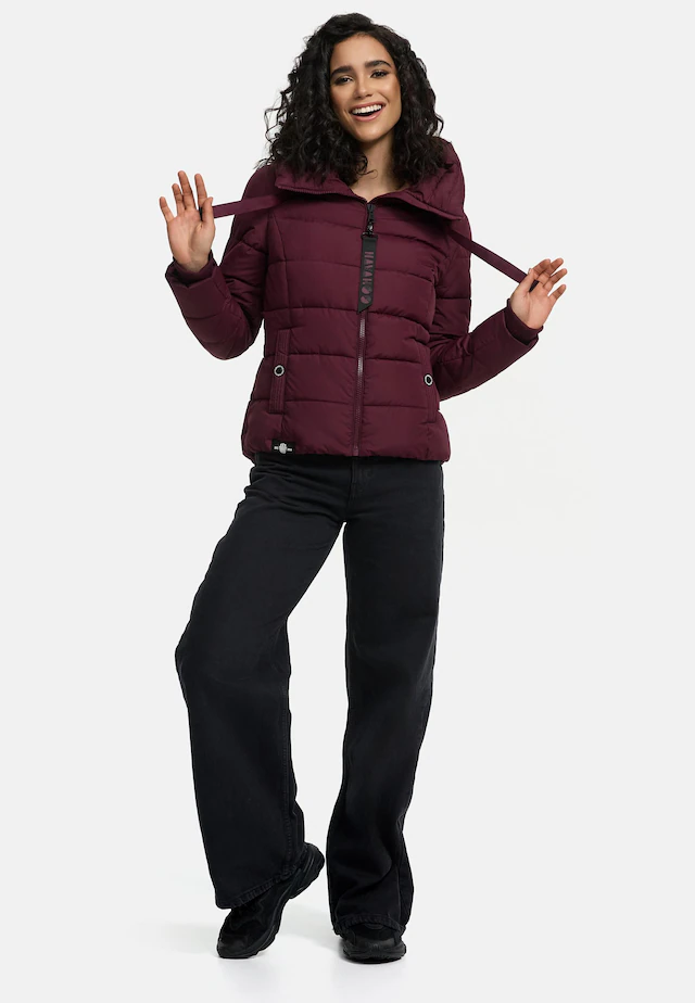 Navahoo Steppjacke »Amayaa« mit Kapuze stylische Damen Winterjacke mit coolen Applikationen