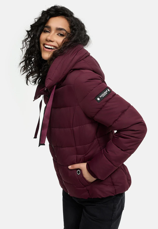 Navahoo Steppjacke »Amayaa« mit Kapuze stylische Damen Winterjacke mit coolen Applikationen