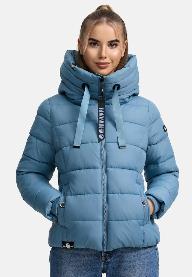 Navahoo Steppjacke »Amayaa« mit Kapuze stylische Damen Winterjacke mit coolen Applikationen