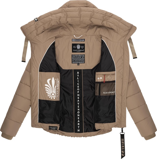 Navahoo Steppjacke »Amayaa« mit Kapuze stylische Damen Winterjacke mit coolen Applikationen