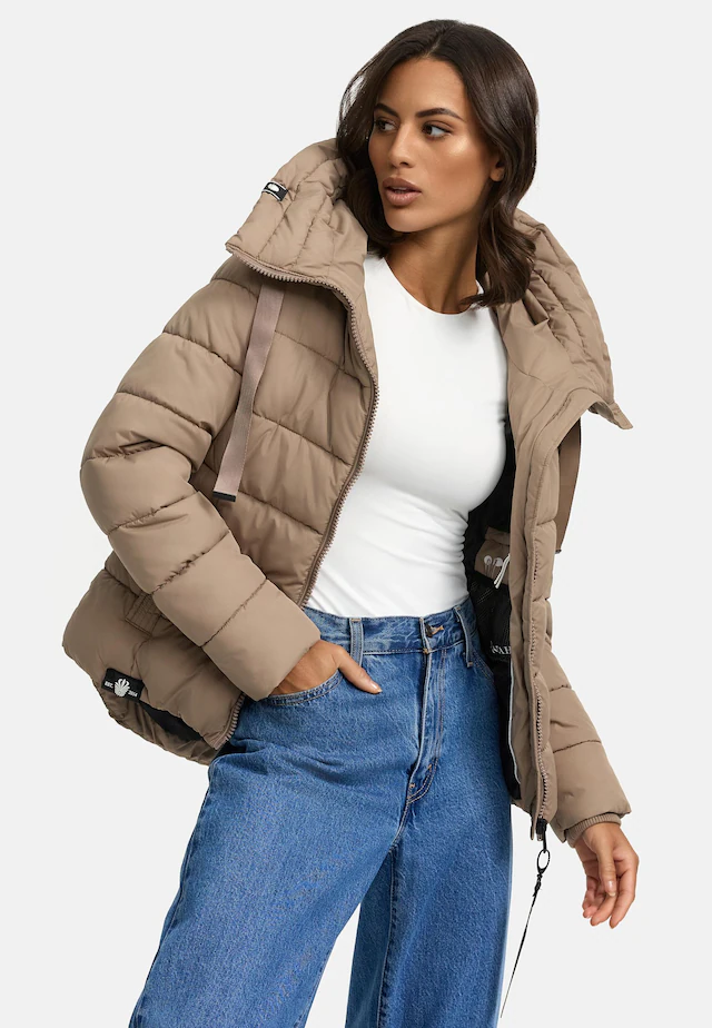 Navahoo Steppjacke »Amayaa« mit Kapuze stylische Damen Winterjacke mit coolen Applikationen