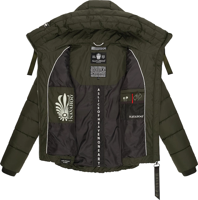 Navahoo Steppjacke »Amayaa« mit Kapuze stylische Damen Winterjacke mit coolen Applikationen
