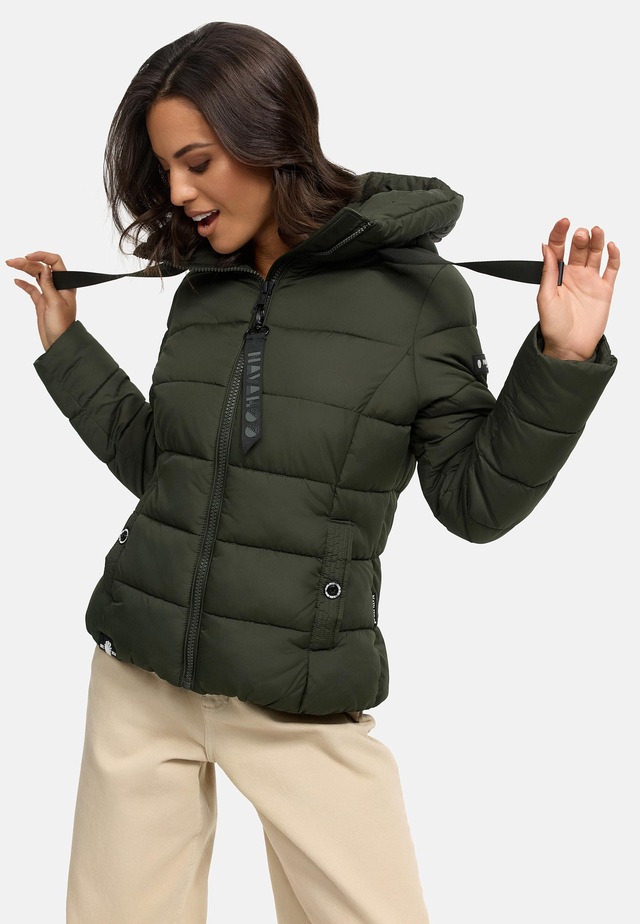 Navahoo Steppjacke »Amayaa« mit Kapuze stylische Damen Winterjacke mit coolen Applikationen
