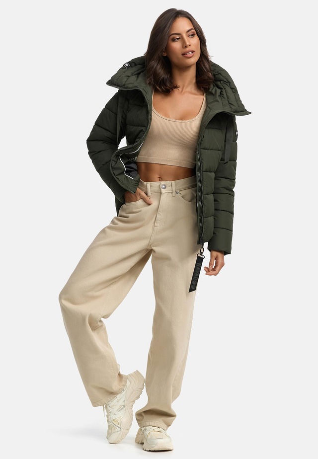 Navahoo Steppjacke »Amayaa« mit Kapuze stylische Damen Winterjacke mit coolen Applikationen