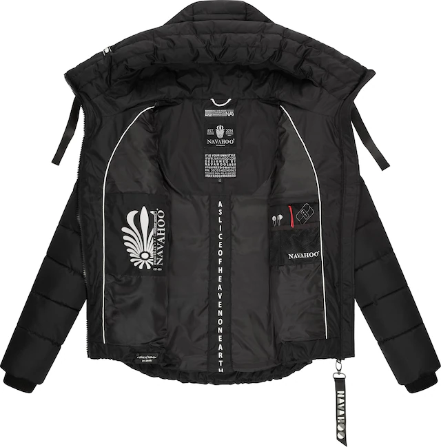 Navahoo Steppjacke »Amayaa« mit Kapuze stylische Damen Winterjacke mit coolen Applikationen