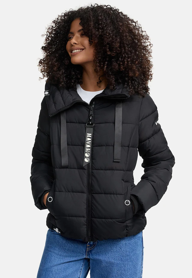 Navahoo Steppjacke »Amayaa« mit Kapuze stylische Damen Winterjacke mit coolen Applikationen