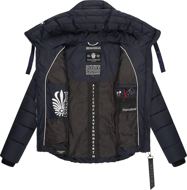 Navahoo Steppjacke »Amayaa« mit Kapuze stylische Damen Winterjacke mit coolen Applikationen