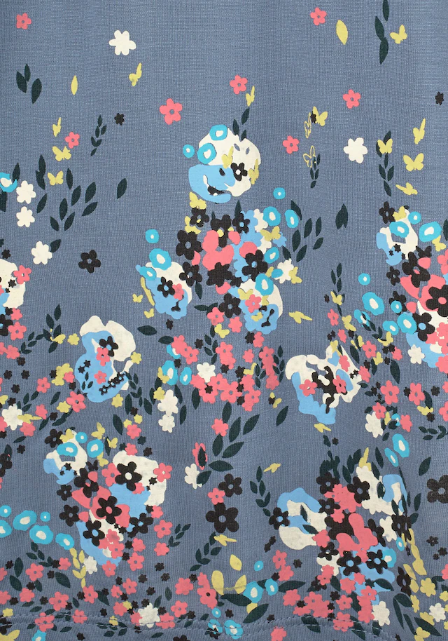 Beachtime by Lascana Strandkleid »mit Blumenprint am Saum, lockeres Hängerchenkleid mit Zierfalten« Ohne Taschen Leichtes Sommerkleid aus Viskose, Jerseykleid, A-Linien-Kleid, casual