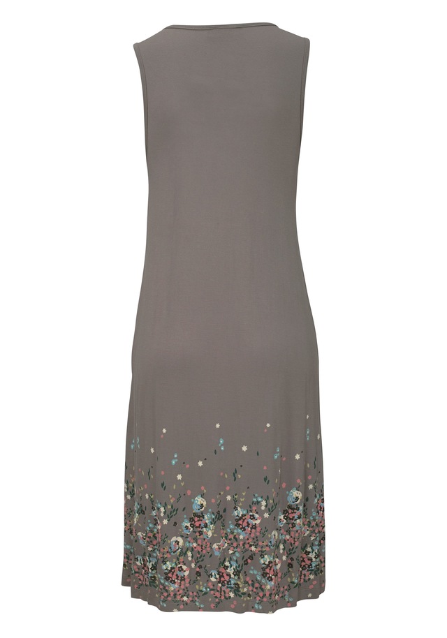 Beachtime by Lascana Strandkleid »mit Blumenprint am Saum, lockeres Hängerchenkleid mit Zierfalten« Ohne Taschen Leichtes Sommerkleid aus Viskose, Jerseykleid, A-Linien-Kleid, casual