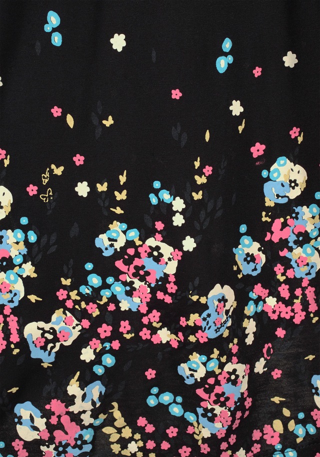 Beachtime by Lascana Strandkleid »mit Blumenprint am Saum, lockeres Hängerchenkleid mit Zierfalten« Ohne Taschen Leichtes Sommerkleid aus Viskose, Jerseykleid, A-Linien-Kleid, casual