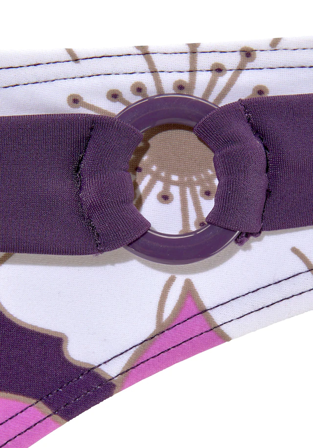 LASCANA Bügel-Bikini florales Design, Bikini-Hose mit Vordermieder, Hose mit Ziergürtel