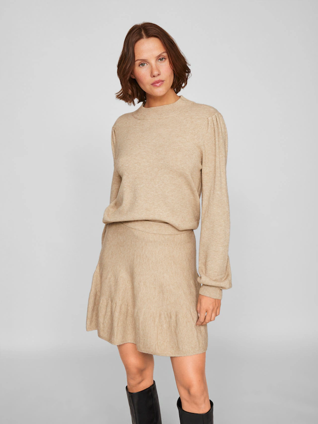 Vila Rundhalspullover »VIRIL TURTLE-NK BALLOON L/S TOP - NOOS« Materialmix, regular fit