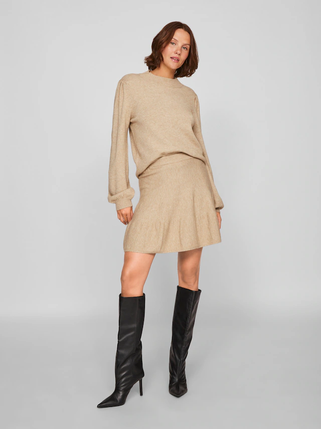 Vila Rundhalspullover »VIRIL TURTLE-NK BALLOON L/S TOP - NOOS« Materialmix, regular fit
