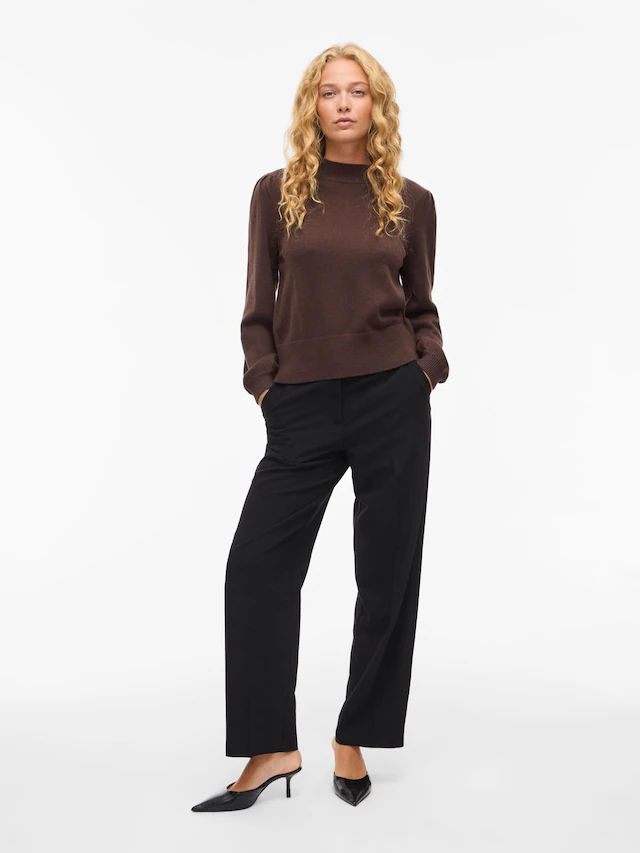 Vila Rundhalspullover »VIRIL TURTLE-NK BALLOON L/S TOP - NOOS« Materialmix, regular fit