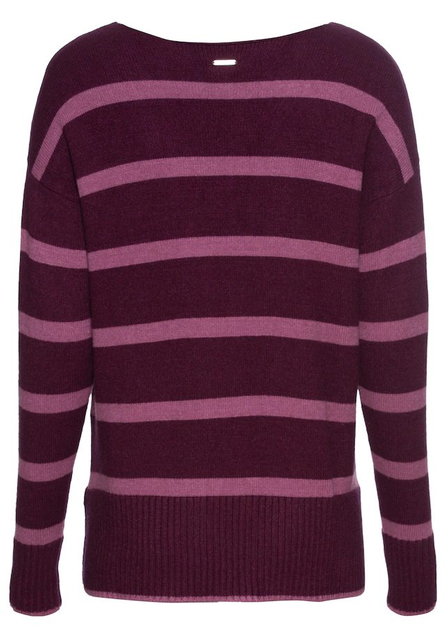 Laura Scott Streifenpullover softer Übergangsstrick mit V-Ausschnitt in lässiger Passform