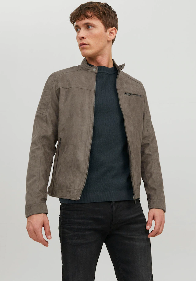 Jack & Jones Lederimitatjacke »JJEROCKY in Kunstlederoptik mit Reißverschlusstaschen« unifarben, modisch, regular fit, Lederimitat