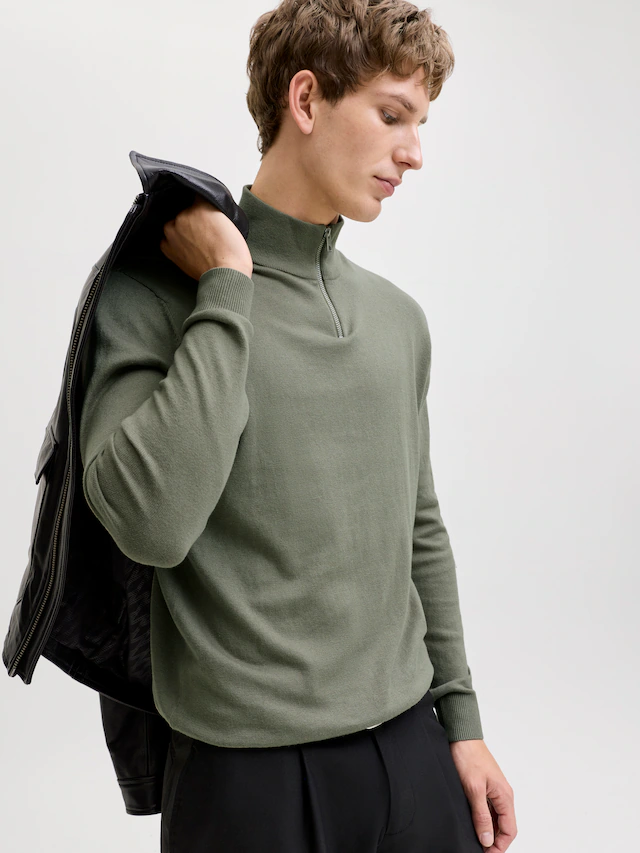 Jack & Jones Troyer »JJEEMIL KNIT HALF ZIP NOOS« Baumwollmischung, regular fit