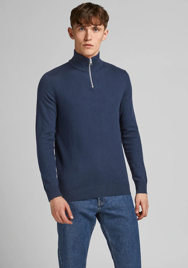 Jack & Jones Troyer »JJEEMIL KNIT HALF ZIP NOOS« Baumwollmischung, regular fit