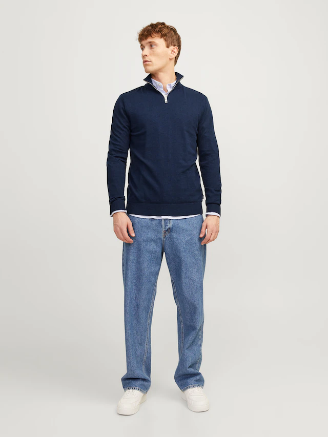 Jack & Jones Troyer »JJEEMIL KNIT HALF ZIP NOOS« Baumwollmischung, regular fit