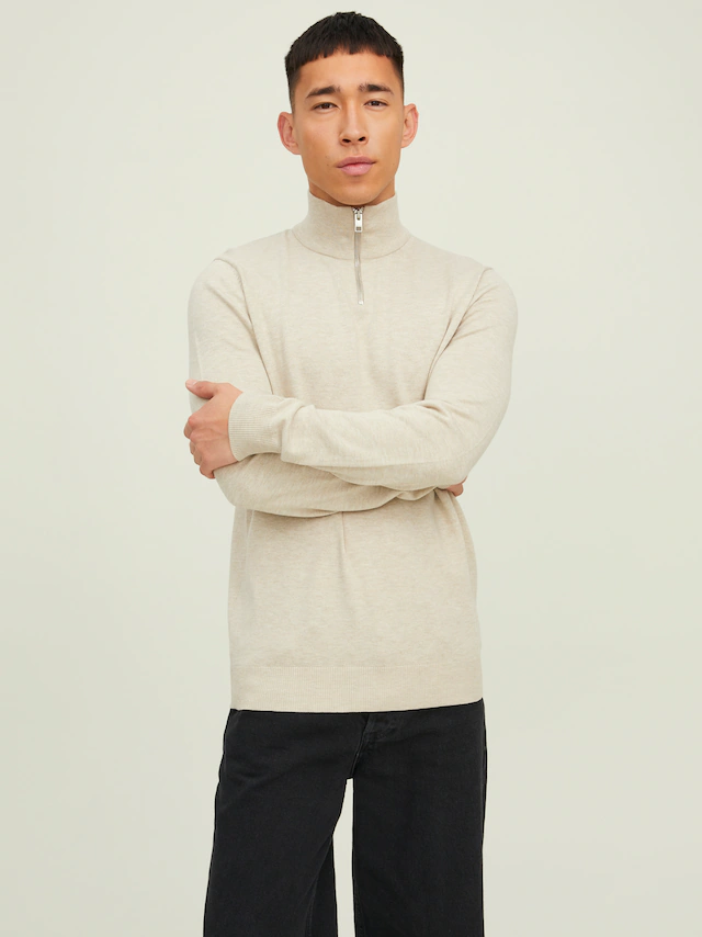 Jack & Jones Troyer »JJEEMIL KNIT HALF ZIP NOOS« Baumwollmischung, regular fit
