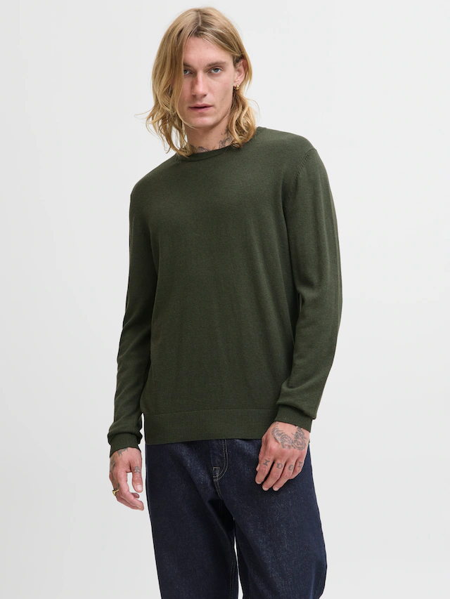 Jack & Jones Rundhalspullover »JJEEMIL KNIT CREW NECK NOOS« Baumwollmischung, regular fit