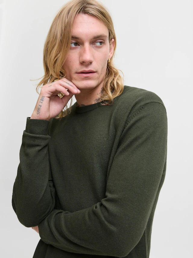 Jack & Jones Rundhalspullover »JJEEMIL KNIT CREW NECK NOOS« Baumwollmischung, regular fit