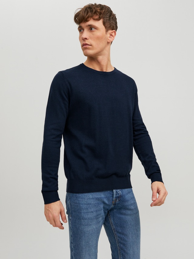 Jack & Jones Rundhalspullover »JJEEMIL KNIT CREW NECK NOOS« Baumwollmischung, regular fit