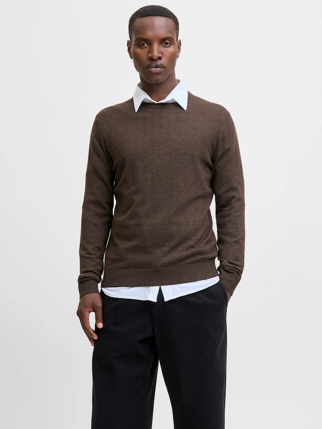 Jack & Jones Rundhalspullover »JJEEMIL KNIT CREW NECK NOOS« Baumwollmischung, regular fit