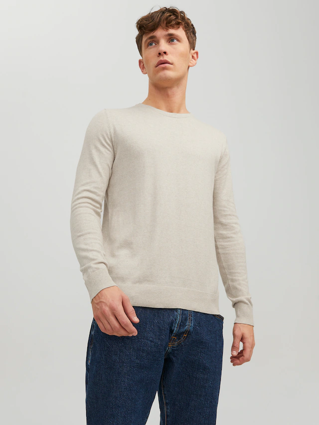 Jack & Jones Rundhalspullover »JJEEMIL KNIT CREW NECK NOOS« Baumwollmischung, regular fit