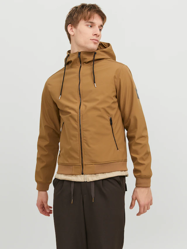 Jack & Jones Softshelljacke »JJEBASIC mit wasserabweisender Funktion« mit Kapuze Kunstfaser, regular fit