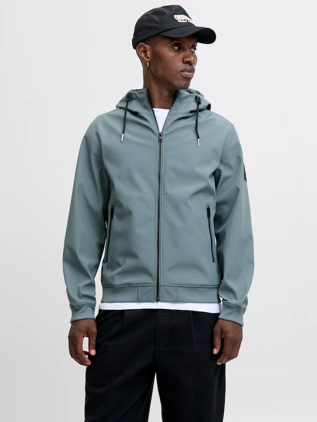 Jack & Jones Softshelljacke »JJEBASIC mit wasserabweisender Funktion« mit Kapuze Kunstfaser, regular fit