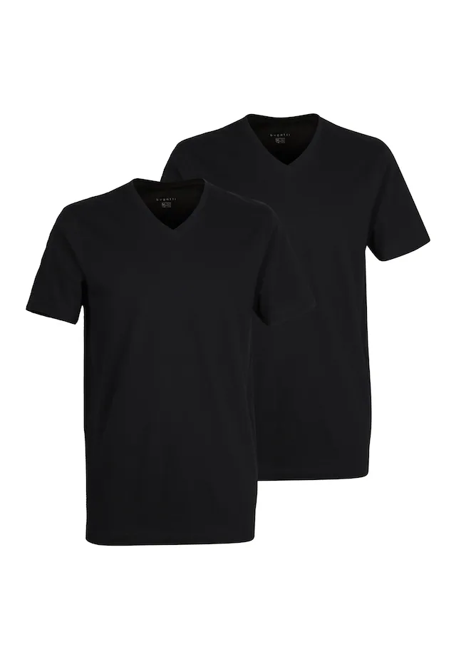bugatti T-Shirt »Bari« V-Ausschnitt, Kurzarm, basic, Baumwolle, weich, atmungsaktiv